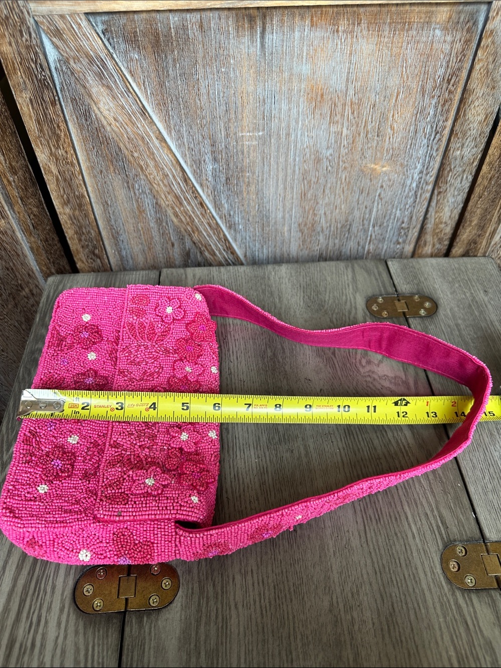 BCBGMaxAzria Pink Floral Beaded Shoulder Handbag Purse - Picture 12 of 14